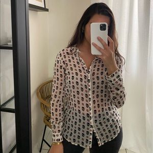 Zara skull button down blouse